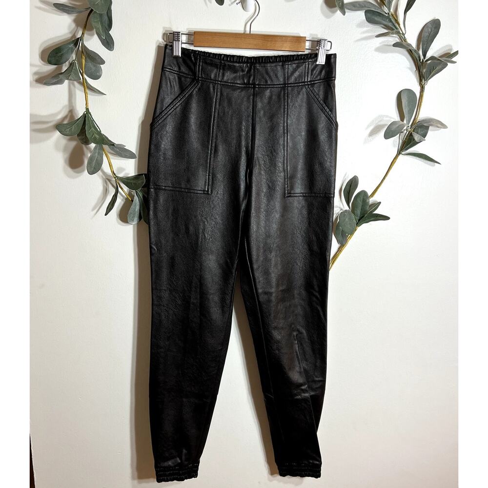 Spanx Dark Brown Faux Leather Joggers